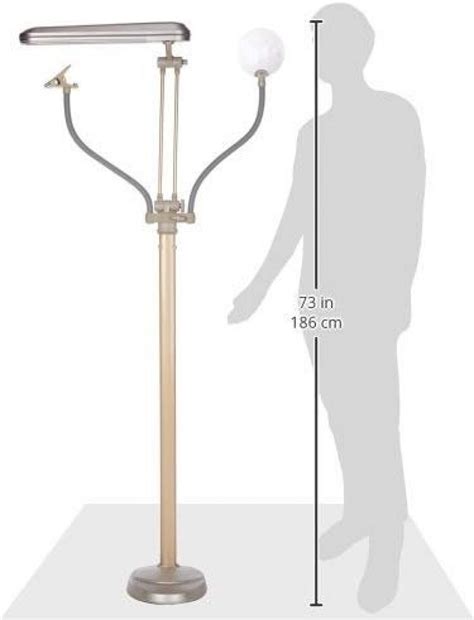 OttLite 3-in-1 Adjustable-Height Craft Floor Lamp with Magnifier and ...