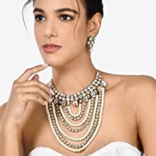 Buy Zaveri Pearls Pink & Green Multi Layers Cluster Pearls Long ...