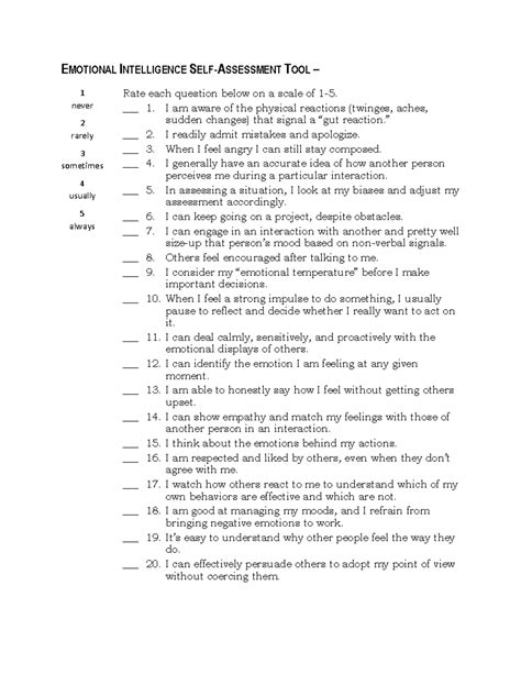 EI- Assessment - All the best - EMOTIONAL INTELLIGENCE SELF-ASSESSMENT ...