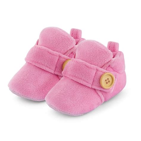 Velvet Soft Base Light Pink Baby Booties Online-Basics21.in