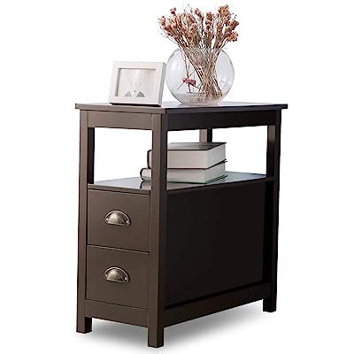 Buy End Table with Storage Rasoo Small Side Table Narrow Rustic ...