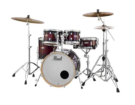 Pearl, Drum Set, DMP, 5 Pcs, Hybrid Shell Pack -Gloss Deep Red Burst ...