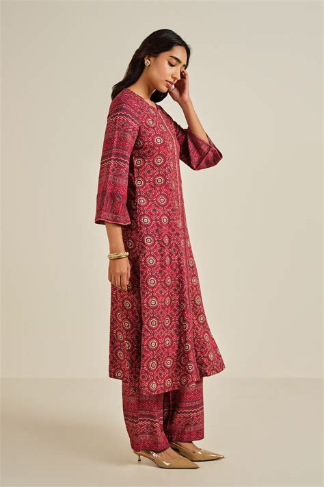 Buy Berry Beat Kurta Set Online for Women from AND India F25R852P_WINE