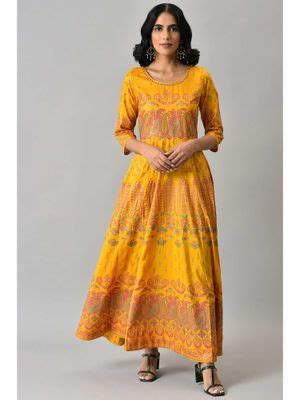 Buy W Yellow Paisley Printed Dress Online