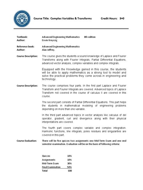 Image result for Complex Variables and Transforms Course