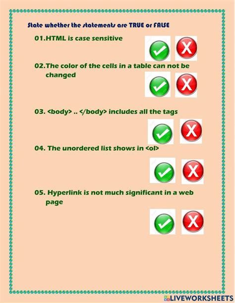 Image result for HTML Tags Worksheet