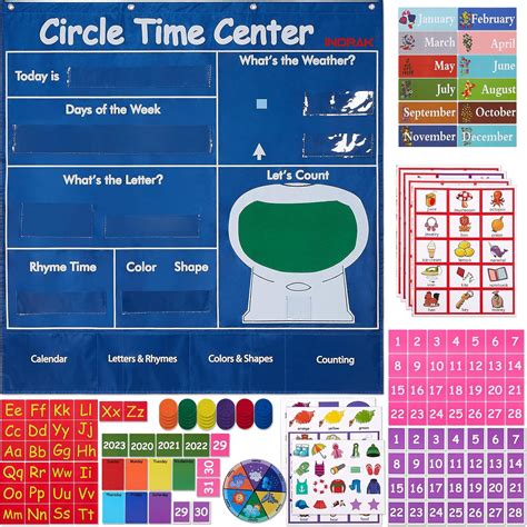 Buy INDRAK Circle Time Center Pocket Chart Calendar-Educational Pocket ...