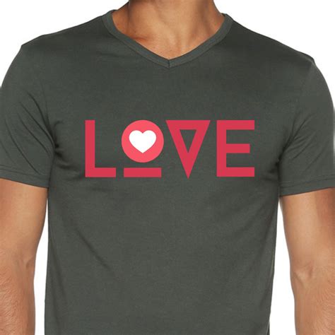 Men's Cotton V Neck with Chest Print - Love - Love - Ecoline Clothing ...