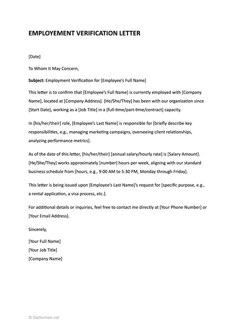 Employment Verification Letter (Template and Sample Letter)