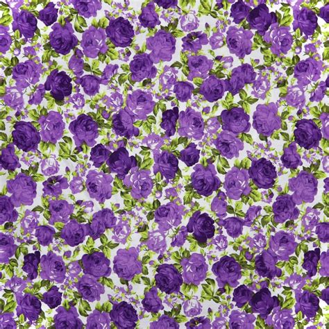 Vintage Purple Rose Cotton Fabric Purple Roses Vintage Style Print on ...