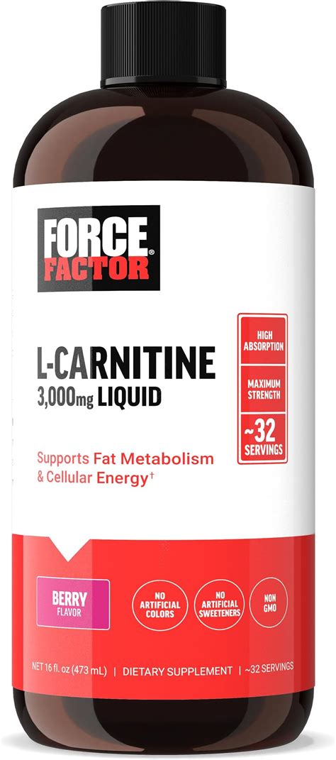 Amazon.com: Force Factor L Carnitine Supplement, Liquid L-Carnitine 3000 mg to Help Turn Fat ...