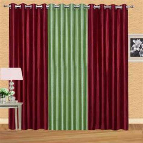 Buy IDOLESHOP Polyester Maroon, Green Plain Long Door Curtains (9 feet ...
