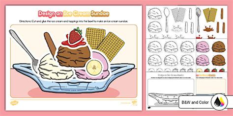 Design an Ice Cream Sundae Cut and Paste Worksheet