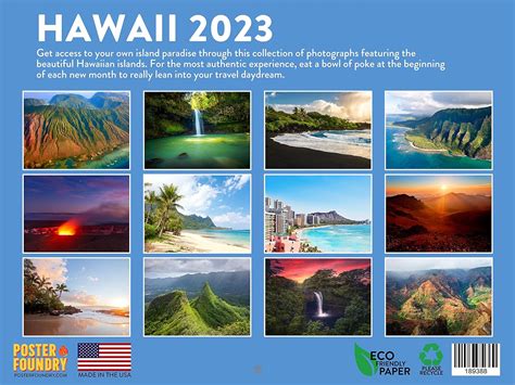 Buy Hawaii Calendar 2023 Monthly Wall Hanging Calendars Tropical Travel ...