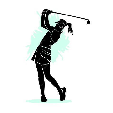 Silhouette of female golfer hitting ball. vector illustration | Premium ...