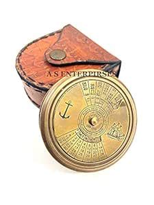 Antique Brass 100 Years Calendar Compass Nautical Handmade Compass with ...