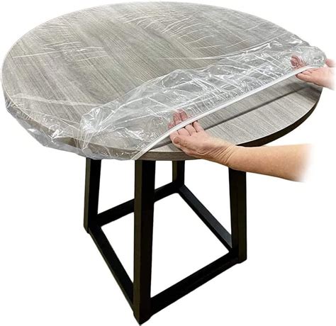 Amazon.com: Pioggia Clear Vinyl Round Fitted Tablecloth Waterproof ...
