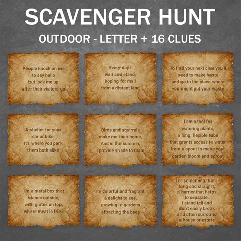 Scavenger hunt for kids outdoor birthday treasure hunt clues birthday ...