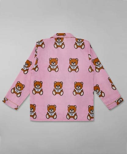 Moschino Kids Button Down Pj Set - Pure Cotton Pj Set with Notched Col ...