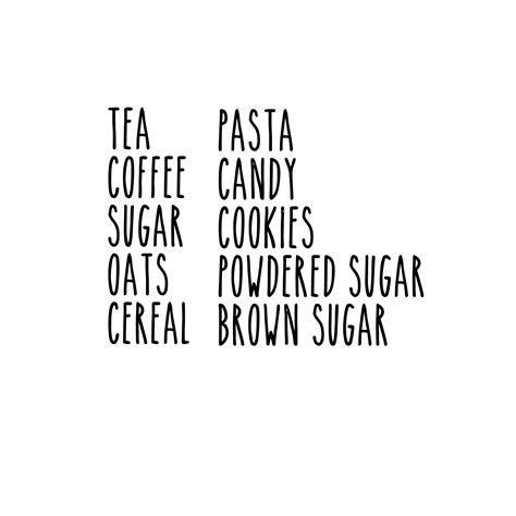 Rae Dunn Inspired Canister Decals Tea Coffee Sugar Oats Cereal ...