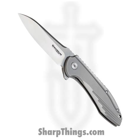Boker Magnum - BOM01RY975 - Quantum - Folding Knife - 440A Satin Extended Tang - Stainless Steel ...