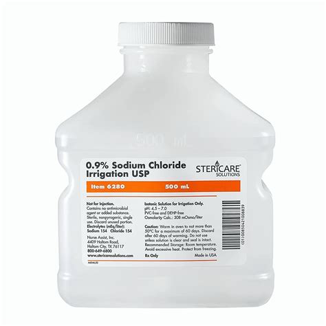 Sterile Irrigation Solution USP Normal Saline 500ML Sodium Chloride 0.9% | Fabricating and ...