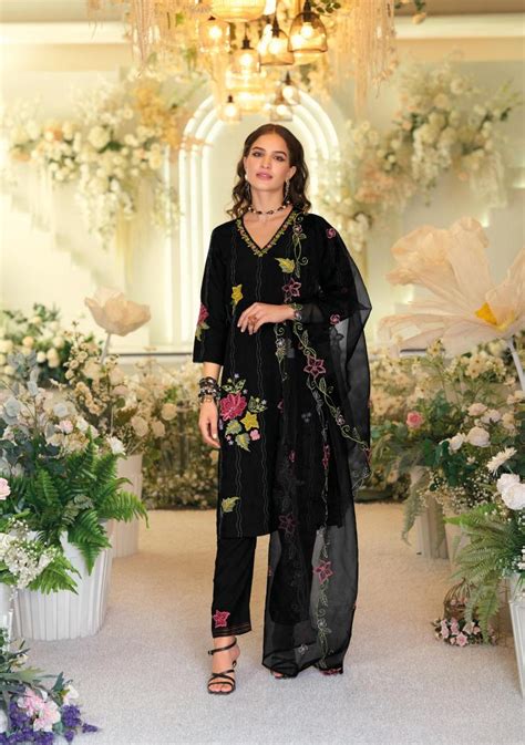 Kailee Angle Viscose Top Bottom With Dupatta Collection: Textilecatalog