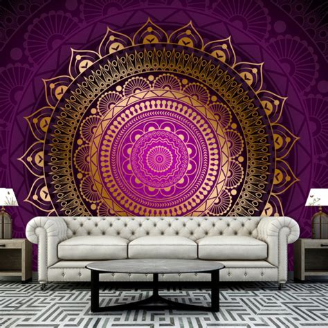 Purple Golden Indian Design Wallpaper – Myindianthings