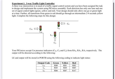 Solved Experiment 1. 3-way Traffic Light Controller A three | Chegg.com