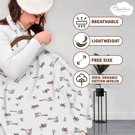 Organic Cotton Muslin Nursing Cover For Breastfeeding Feeding Apron ...