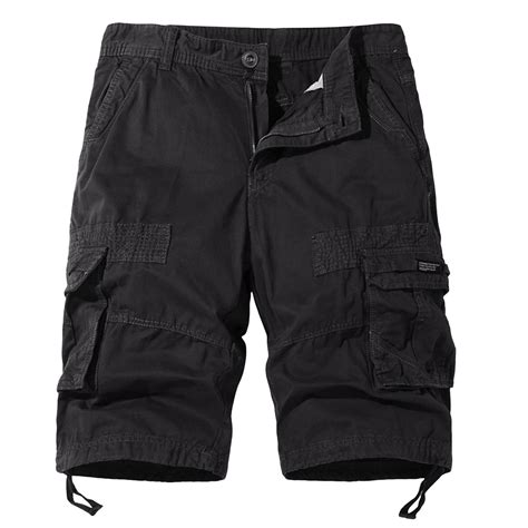 Mens Black Cargo Shorts Strectchy Mens Athletic Shorts Relaxed Fit ...