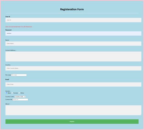 Image result for JavaScript Client-Side Validation Registration Form