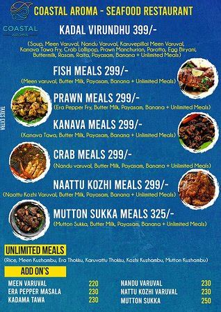 COASTAL AROMA SEAFOOD RESTAURANT, Chennai (Madras) - Menu, Prices ...