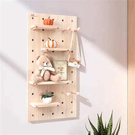 Pinewood Pegboard Key Holder Wall Organizer with Shelf (32 * 16 Inch ...