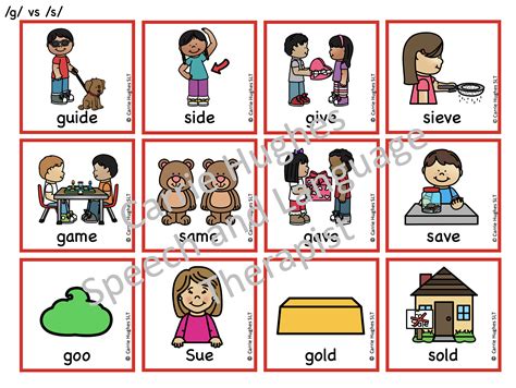 MINIMAL PAIRS /g/ vs. /s/ - PICTURE AND WORD CARDS - Carrie Hughes SLT
