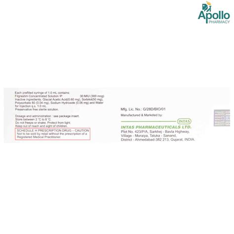 Neukine 300 mcg Injection 1 ml | Uses, Side Effects, Price | Apollo ...