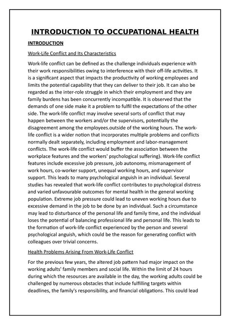 Introduction TO Occupational Health - INTRODUCTION TO OCCUPATIONAL ...