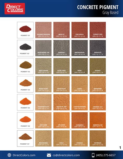Gray Portland Concrete Pigment Color Chart - Direct Colors