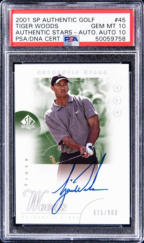 Tiger Woods 2001 SP Authentic #45 Authentic Stars Autographs /900 PSA ...