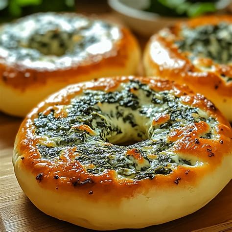 Easy Spinach Cottage Cheese Bagels (Flat Bagels) - Quick, No Yeast Recipe