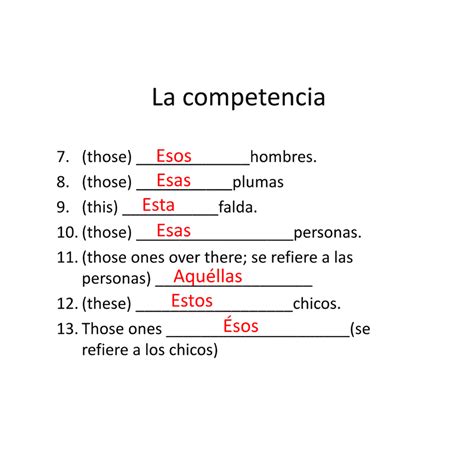 Demonstrative Adjectives Spanish Fill In The Blanks Exam With AK ...