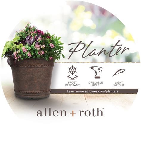 allen + roth Round 19.8-in W Large Brown Resin Indoor/Outdoor Planter ...