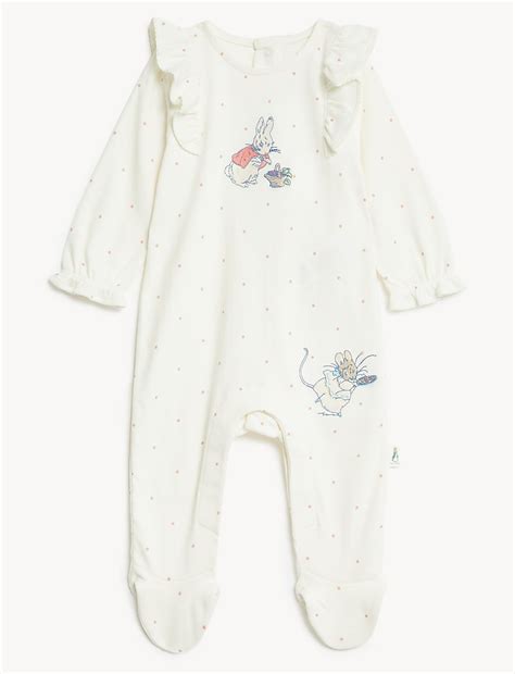 Buy 2pk Cotton Blend Peter Rabbit™ Sleepsuits at Marks & Spencer