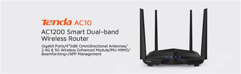 Tenda AC10 AC1200 Wireless Smart Dual-Band Gigabit WiFi Router, MU-MIMO ...