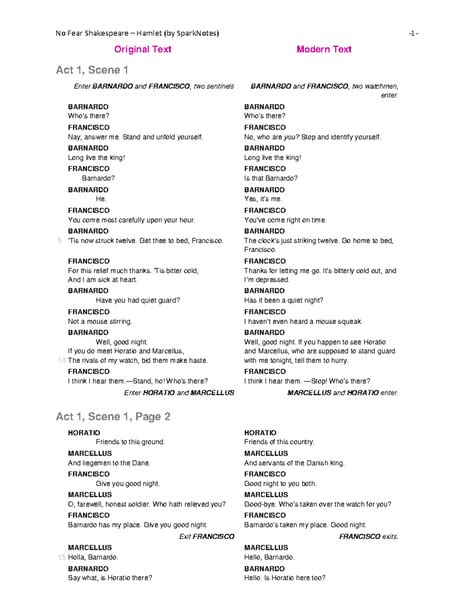 Hamlet (NO FEAR Shakespeare) - Original Text Modern Text Act 1, Scene 1 ...