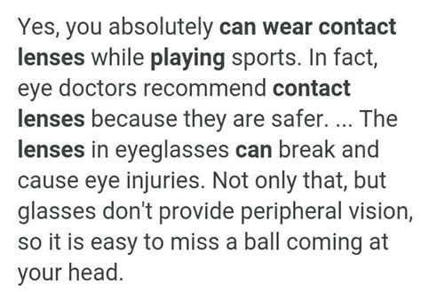 can I use contact lenses for playing football - Brainly.in