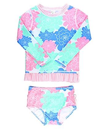 RuffleButts Infant/Toddler Girls Long Sleeve UPF 50+ Rash Guard Bikini ...