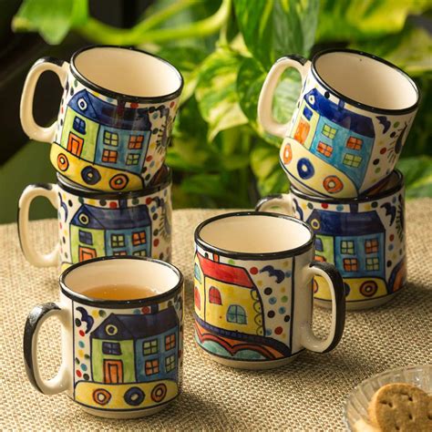 Buy ExclusiveLane Ceramic Mugs Ceramic Cups Set for Tea of 6 Chai Tea ...