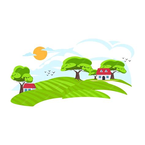 Download this beautiful flat illustration of a hill station | Premium ...