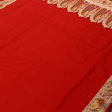 Red Pure Katan Silk Jamawar Banarasi Handloom Saree - Tilfi